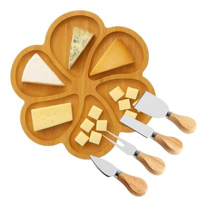 Imagem de Kit Petisqueira 6 Divisórias + Jogo 4 Utensílios Para Queijo