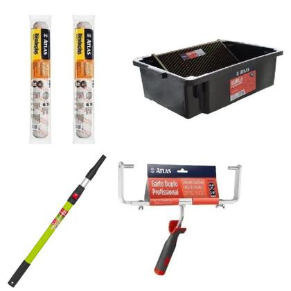 Imagem de Kit Pintura Pro Duplo 46cm Caçamba Garfo + 2 Rolos Lã Rendeplus Extensor