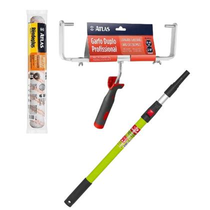 Imagem de Kit Pintura Pro Duplo 46cm Suporte Garfo + Rolo Lã Rendeplus Extensor