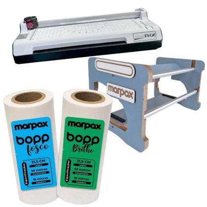 Imagem de Kit Plastificadora A3 + Suporte Bopp Compact Azul + 2 Bopp