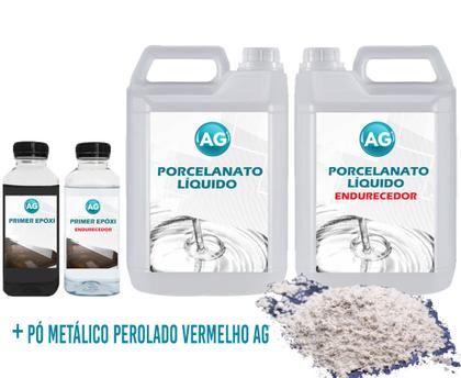 Imagem de Kit Porcelanato Líquido Metálico Perolado Azul AG por M²