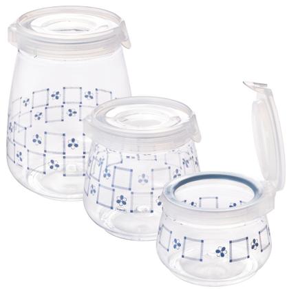 Imagem de Kit porta mantimentos 700ml, 1,1 litros e 1,9 litros azul Flip Plasutil