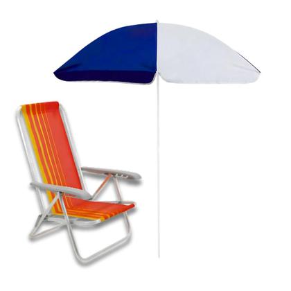 Imagem de Kit Praia Com Cadeira Tramontina Bali 4 Posições Mais Guarda Sol 1,80cm