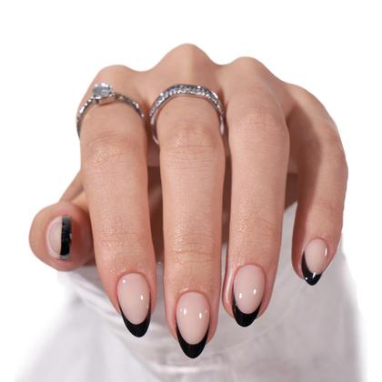 Imagem de Kit Press On Nails Bartbox French Tip Almond Short Black 30