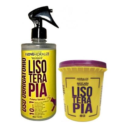 Imagem de Kit Protetor Térmico Capilar Spray Lisoterapia Uso Obrigatório 500 Ml + Máscara Reconstrutora 400g