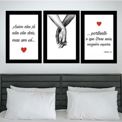 Imagem de Kit Quadros Decorativos Quarto Casal Amor Versículo 3 Peças