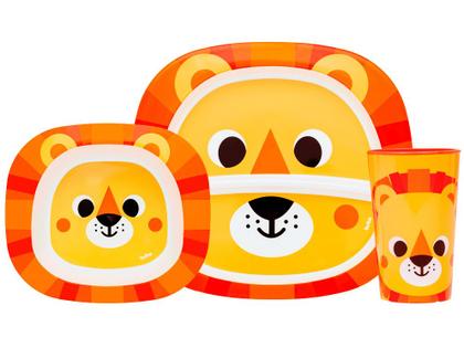 Imagem de Kit Refeição Infantil Buba Zoo Leão 3 Peças Laranja