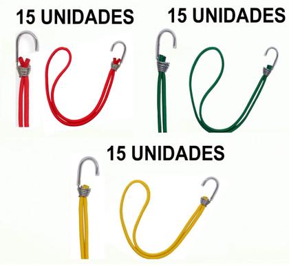 Imagem de Kit Reggae 45 Elásticos Extensor Borracha Lona 3 Cores