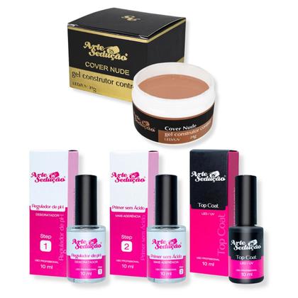 Imagem de Kit Regulador pH Primer Top Coat Gel Control Cover Nude Manicure Nail Designer Alongamento Unhas de Gel Arte Sedução
