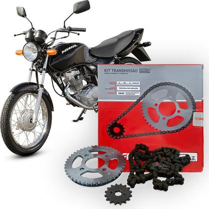 Imagem de Kit Relação Transmissão Honda CG 125 Titan Fan 2000-2008 Diafrag 14D/44D/428Hx116L