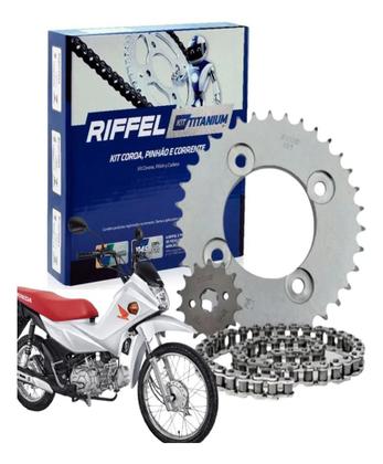 Imagem de Kit Relação Transmissão Tração Pop 100 2007 2008 2009 2010 2011 2012 2013 2014 2015 Original Riffel