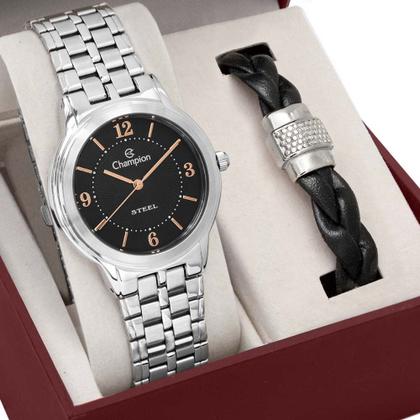 Imagem de Kit Relógio Champion Feminino Steel com Pulseira CA21704X