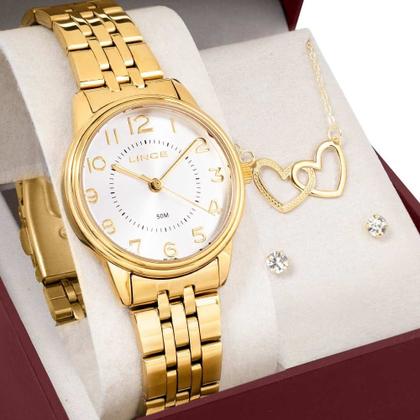 Imagem de Kit Relógio Lince Feminino com Colar e Brincos LRGM027L32KBQHS2KX