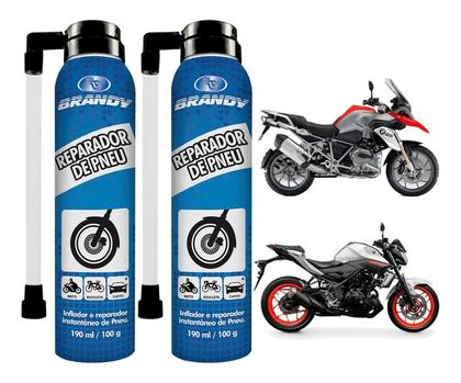 Imagem de Kit Reparador De Pneu Brandy  Moto/Carro Spray 190ml Com 2 Un.