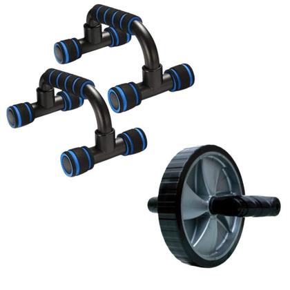Imagem de Kit Roda Abdominal Rolinho Lombar Com Apoio Flexão Tríceps
