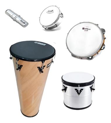 Imagem de Kit Samba Pandeiro Timba Repique Tamborim E Ganzá