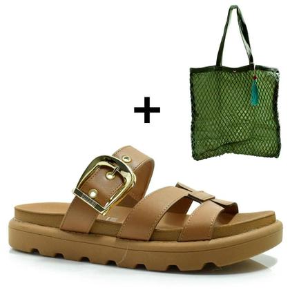 Imagem de Kit Sandália Flat Papete Vizzano com Bolsa Miss Bela Verde Papete