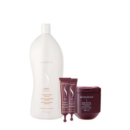 Imagem de Kit Senscience Purify Shampoo 1L Inner Restore Máscara e C.P.R. (3 produtos)