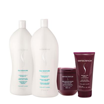 Imagem de Kit Senscience Silk Moisture Lock Intensif Salon Total Leave-in (4 produtos)