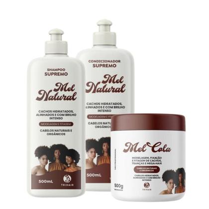 Imagem de Kit Sh + Cond  Mel Natural + Mel cola 500g Modelagem Trihair