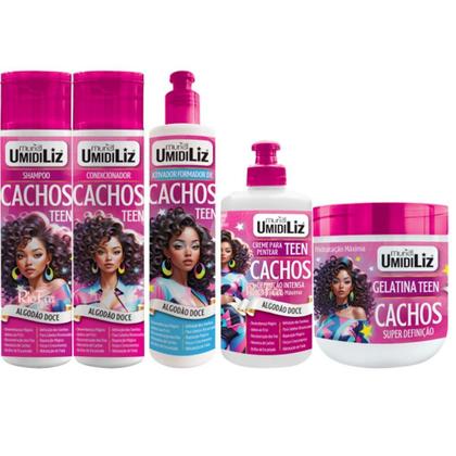 Imagem de Kit Shampoo e Condicionador e Ativador e Creme de Pentear e Gelatina Muriel Umidiliz Teen Algodão Do