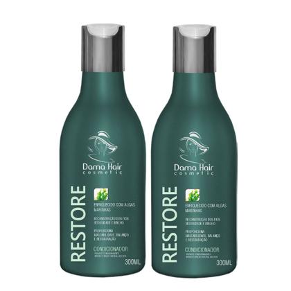 Imagem de Kit Shampoo e Condicionador Reconstrução Restore Algas Marinhas Dama Hair 2x300ml