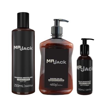 Imagem de Kit Shampoo Gel Pos Barba Balm Cabelo Hidratante Mr Jack