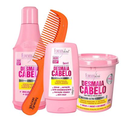 Imagem de Kit Shampoo Máscara Leave Forever Liss Desmaia Pente Beauty