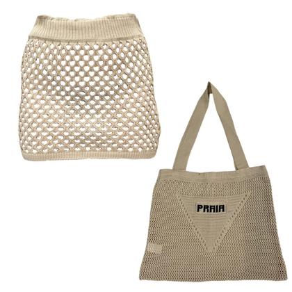 Imagem de Kit Shorts/Saia com Bolsa Feminina Saiada de Praia Tricot Moda Verão