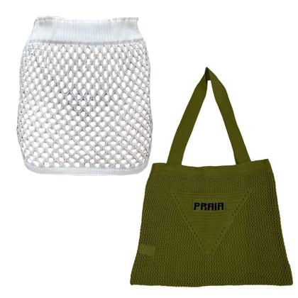 Imagem de Kit Shorts/Saia com Bolsa Feminina Saiada de Praia Tricot Moda Verão