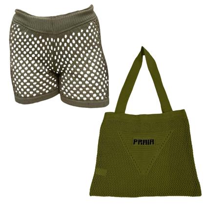 Imagem de Kit Shorts/Saia com Bolsa Feminina Saiada de Praia Tricot Moda Verão