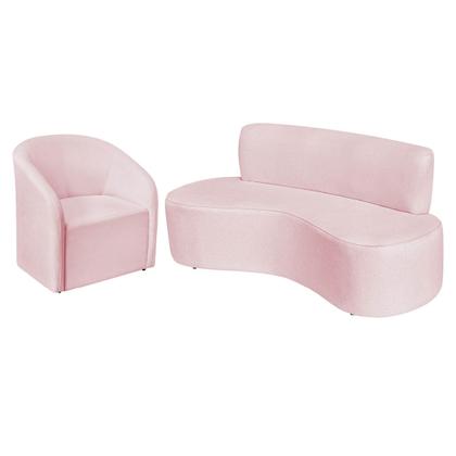 Imagem de Kit Sofá Curvo Amsterdã 160cm e Poltrona Luiza Max Suede