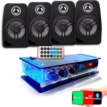 Imagem de Kit Som Ambiente Amplificador Bluetooth + 4 Caixas Acústicas