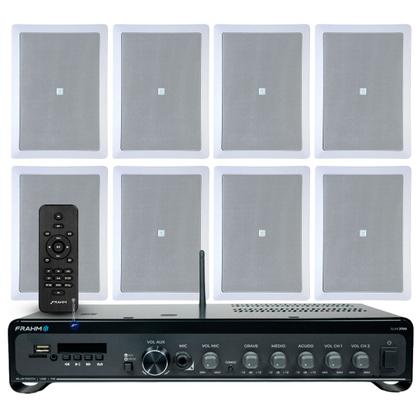 Imagem de Kit Som Ambiente Hotel Sala Home 8 Arandelas Jbl + Amplificador Bluetooth Entrada Tv Slim 3700