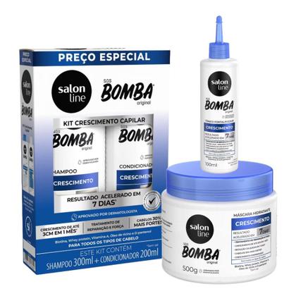 Imagem de Kit SOS Bomba Original + Tônico Crescimento acelerado + Máscara de Hidratação Salon Line