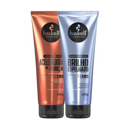 Imagem de Kit Supermáscaras Haskell Aceleradora de Força e Brilho Espelhado 240g