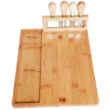 Imagem de Kit Tábua De Queijos E Frios Para Servir Em Bambu Com Facas