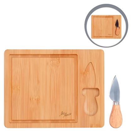 Imagem de Kit Tábua Petisqueira Madeira Frios Queijo Com Faca - Art House