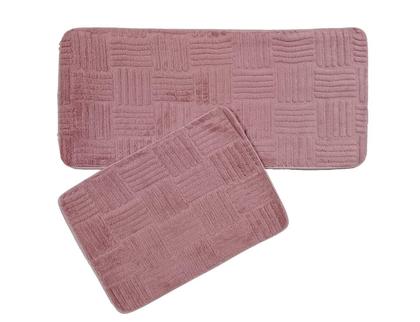 Imagem de Kit Tapete + Passadeira Antiderrapante Com Felpa Macio 2 Pçs