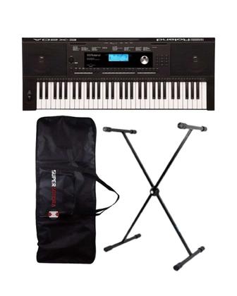 Imagem de Kit Teclado Arranjador Roland E-X20A + Suporte em X + Capa