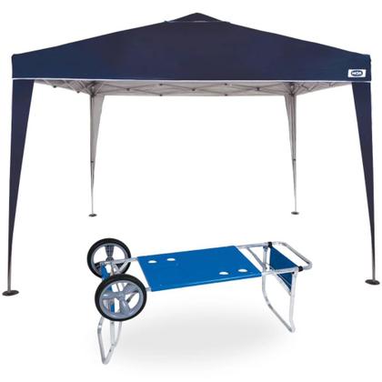 Imagem de Kit Tenda Gazebo Dobravel 3x3 Mts + Carrinho de Praia com Avanco  Mor 