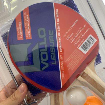 Imagem de Kit Tênis de Mesa VT710-R Vollo C/ 2 Raquetes 3 Bolas e Rede