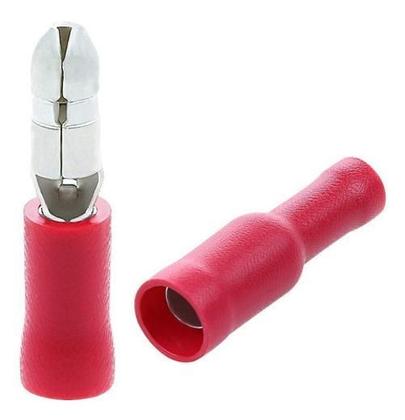 Imagem de Kit Terminal Bala Fêmea E Macho Pré Isolado Vermelho 25Pares