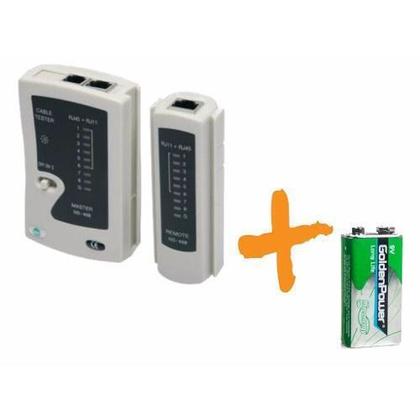 Imagem de Kit Testador Cabo Rede Rj45 Rj11 Telefonia + Bateria 9v