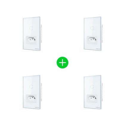 Imagem de Kit Tomada com Interruptor Inteligente ETS 2001 Branco Intelbras - 4 unidades