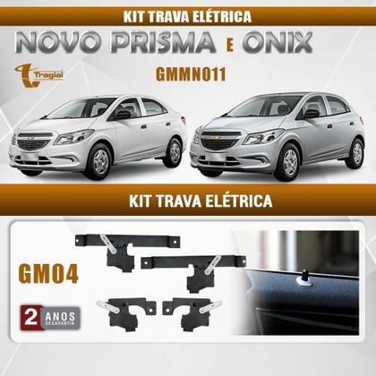 Imagem de Kit Trava Elétrica Novo Prisma E Onix 4 Porta Até 15 Tragial