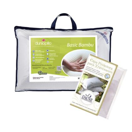 Imagem de Kit Travesseiro Basic Bambu Médio 15cm de Altura + Capa Impermeável