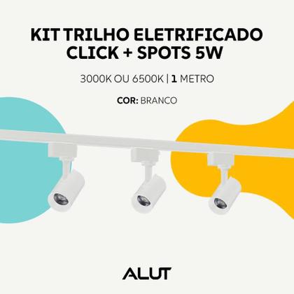 Imagem de Kit Trilho Click Alut Avant 1m 2m 3m 3, 6 ou 9 Spots 5W 3000K 6500K Bivolt Branco Preto