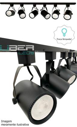 Imagem de Kit Trilho Eletrificado 1M Preto 4 Spot E27 Par20 Led 6500K