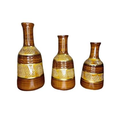 Imagem de Kit Trio de Vasos Decorativos Cerâmica Sala Estante Mesa Rack